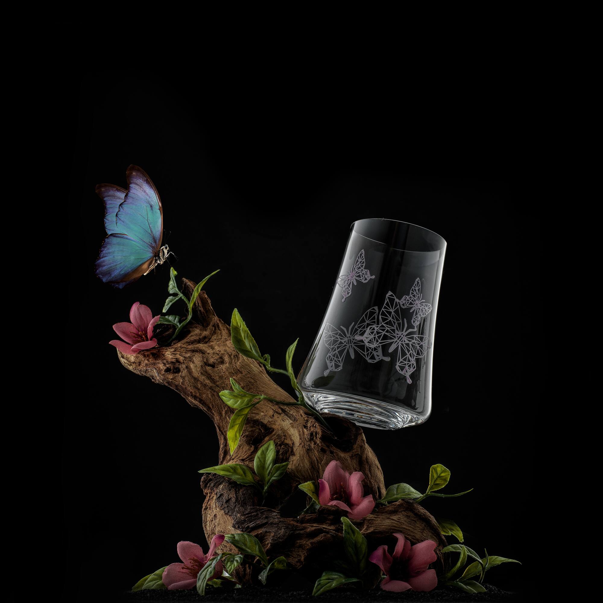 JoyJolt® 17oz. Meadow Butterfly Crystal Highball Glass Set, 2ct.